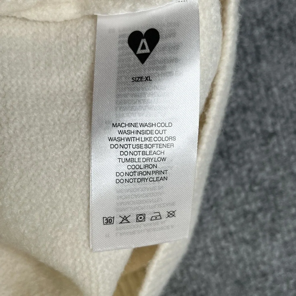 Aelfric Eden Retro 90s Cable Knit Sweater Men XL White Cream Ivory Fisherman‎